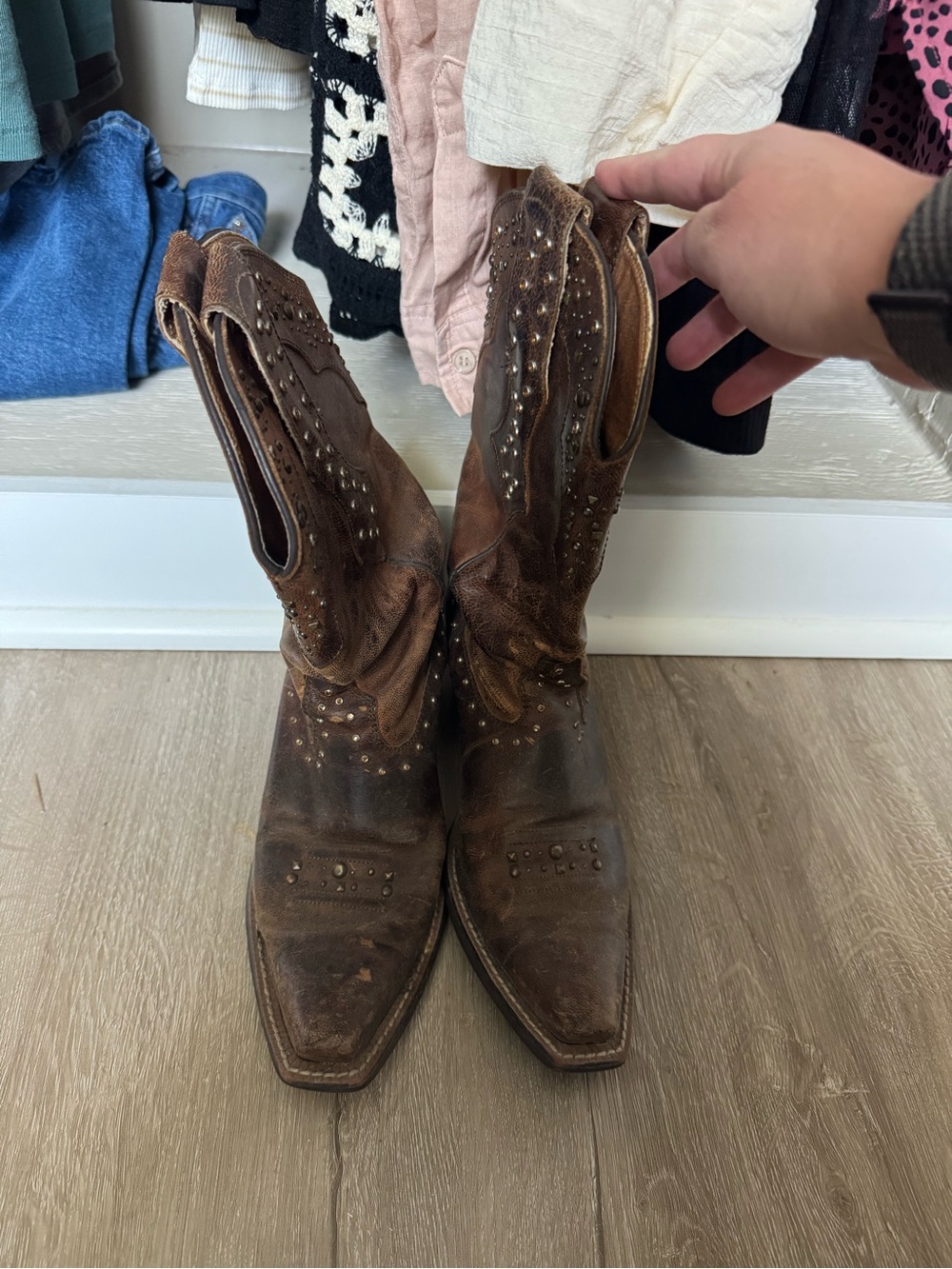 Ariat Brown Studded Western Heeled Boots